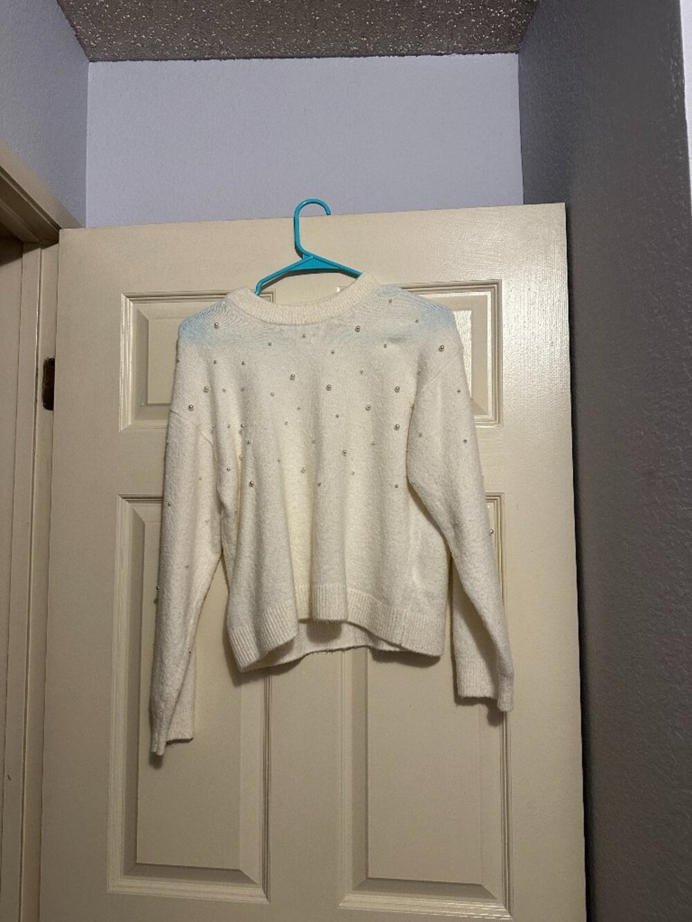 H&M Cream Pearl Detail Sweater - Size XS